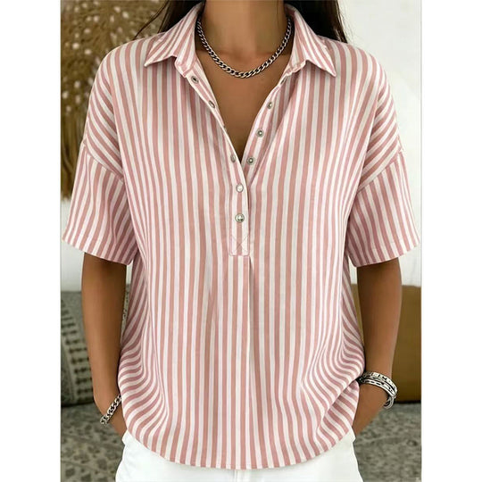 ⏳Limited-time 50% off⏰Women's Casual Striped Short-Sleeve Shirt👔👚