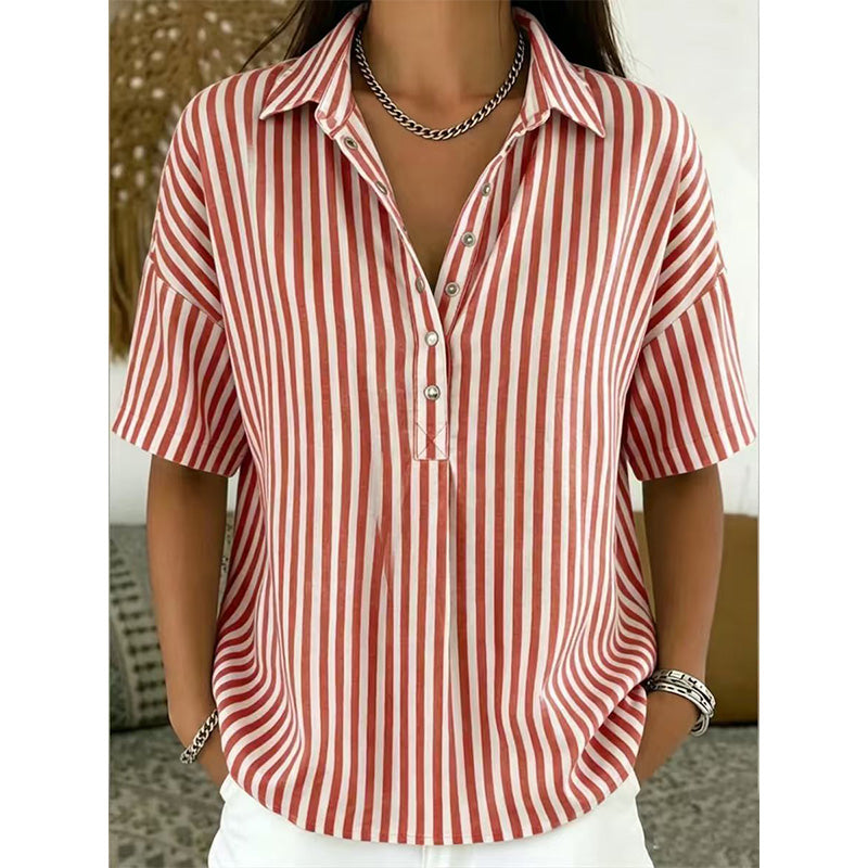⏳Limited-time 50% off⏰Women's Casual Striped Short-Sleeve Shirt👔👚