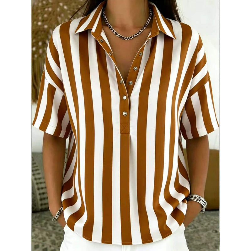 ⏳Limited-time 50% off⏰Women's Casual Striped Short-Sleeve Shirt👔👚