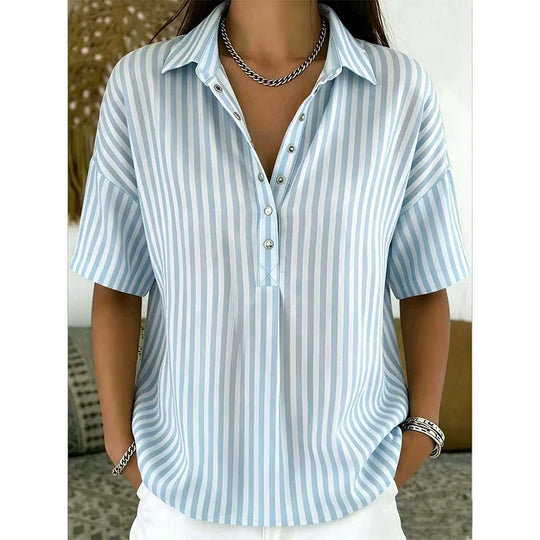 ⏳Limited-time 50% off⏰Women's Casual Striped Short-Sleeve Shirt👔👚