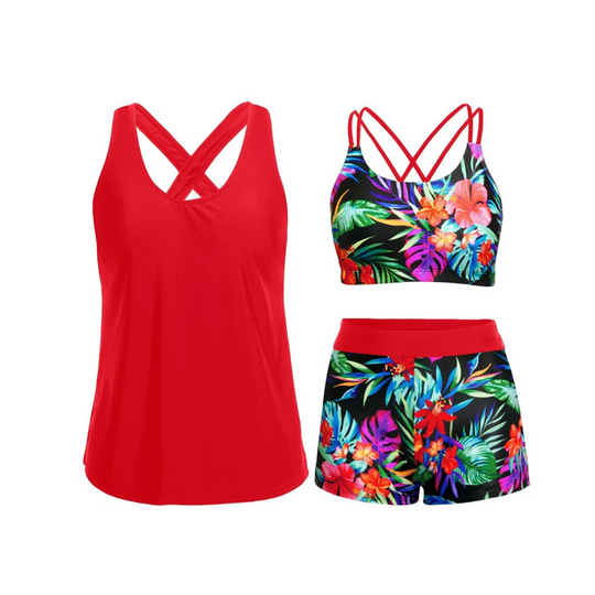 🏖️LAST DAY SALE 50% OFF🎁🔥Modest Swim Set🩱Full-Coverage Tankini + Boyshorts with Pockets | Sun-Safe UPF 50+ ☀️🛡️ | Perfect for Beach Days 🌊