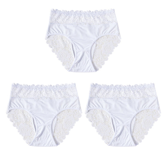 🌸 50% OFF NOW! 🌸Women's Elegant Lace Comfort Briefs | Premium Soft Breathable Knickers with High Elastic Waistband & Non-Irritating Floral Lace