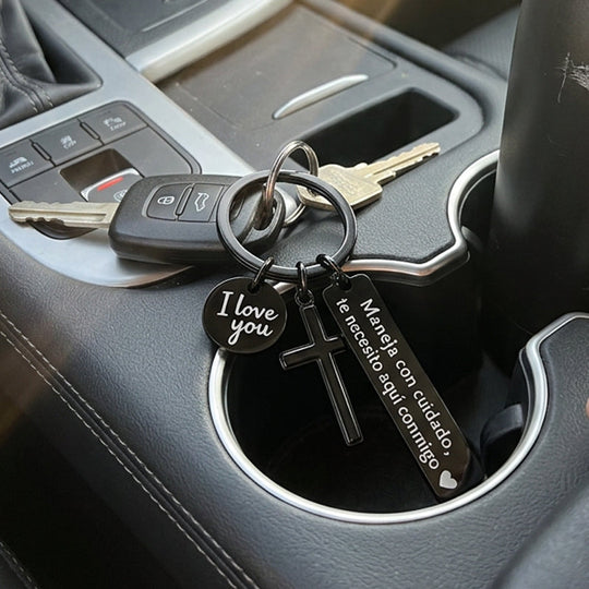 🎁2026 New Arrivals 50% OFF💥Stainless Steel Cross Keychain – ‘Drive Safe’ Blessing❤️🙏