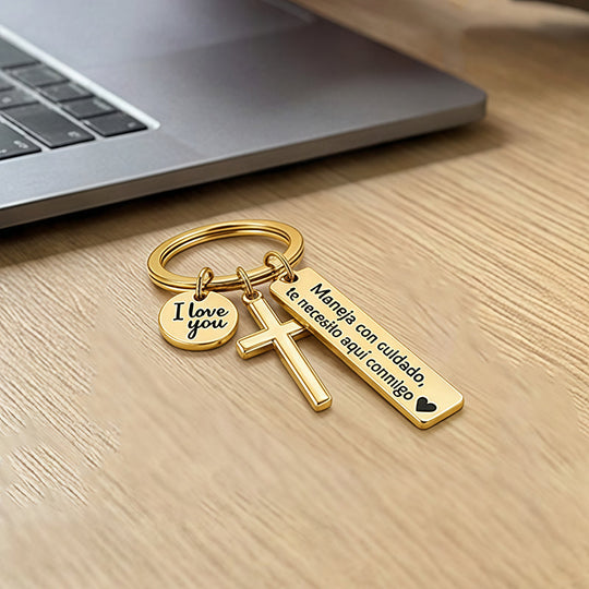 🎁2026 New Arrivals 50% OFF💥Stainless Steel Cross Keychain – ‘Drive Safe’ Blessing❤️🙏