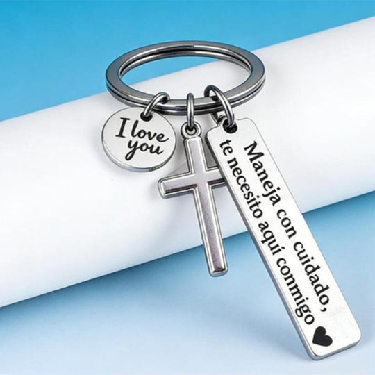 🎁2026 New Arrivals 50% OFF💥Stainless Steel Cross Keychain – ‘Drive Safe’ Blessing❤️🙏