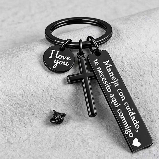 🎁2026 New Arrivals 50% OFF💥Stainless Steel Cross Keychain – ‘Drive Safe’ Blessing❤️🙏