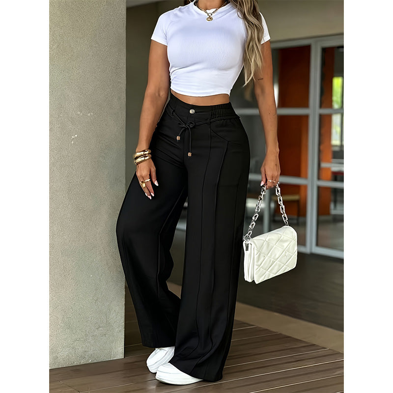 ⏳Last Day Sale Only ￡15.99!!👖💥Women's High-Waisted Straight Leg Trousers – Front seam & elastic back – Versatile, comfortable & perfect for office or casual wear ✨🌸