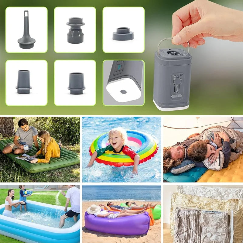 ⏳Time-Limited Special⏰Rechargeable Camping Air Pump – LED light & fast inflation – Compact & portable – perfect for airbeds, pools or tires 🔋✨