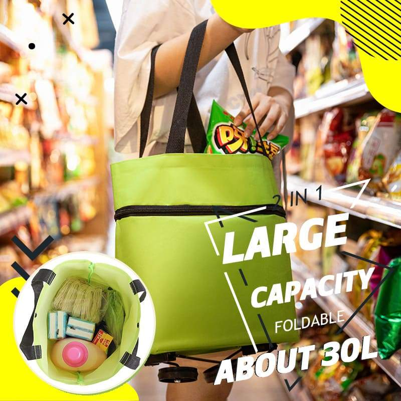 🛒 60% OFF NOW! 🧺 2-in-1 Foldable Shopping Cart – Sturdy frame, compact fold & large capacity – Perfect for grocery runs & weekend markets 📦