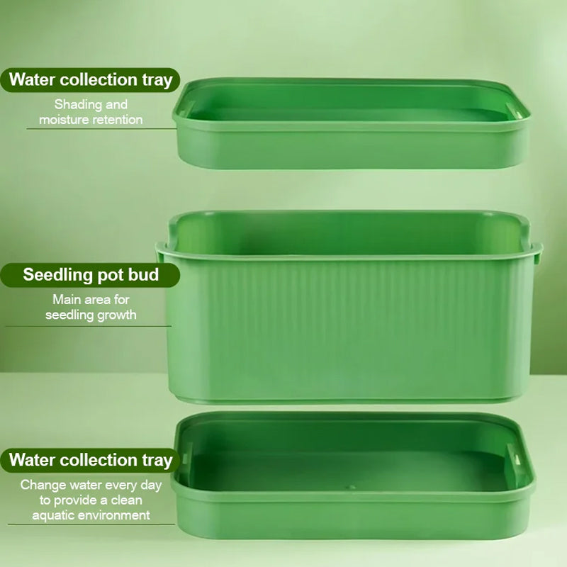 🌱 Stackable Bean Sprout Grower Box with Lid — Soilless Seed Sprouter Tray for Healthy Homegrown Sprouts