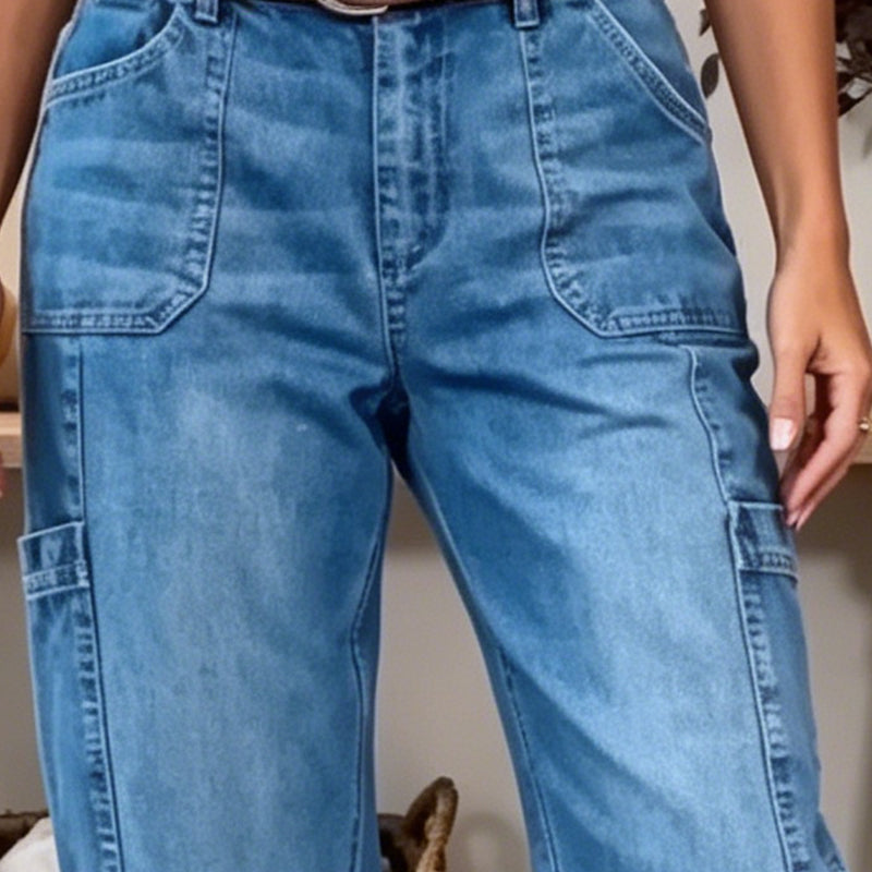 👖 LIMITED-TIME 50% OFF! &FERR SHIPPING✈️✨ Women's Casual Stretchy Cropped Denim Pants – Barrel Fit, Mid-Waist, Multi-Pockets 🌿