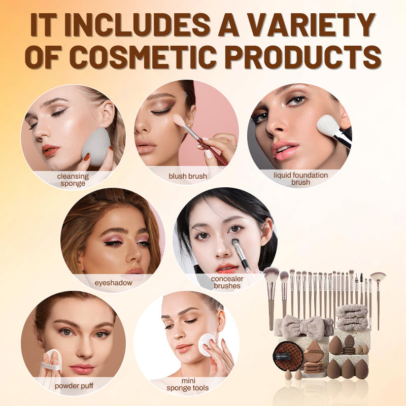 ⏰️Only 200 units left in stock🎁Limited-Time 49% Off!🔥50K+ sold!🔥All-in-One Makeup Brush & Sponge Set