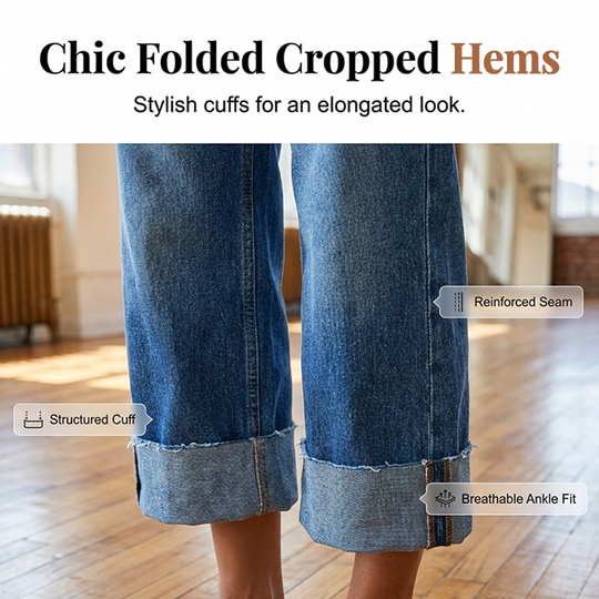 👖 50% OFF NOW! 💙 Women's High-Waisted Wide-Leg Cropped Jeans – Button front, cropped length & soft stretch denim for a flattering, vintage-inspired silhouette 🌿