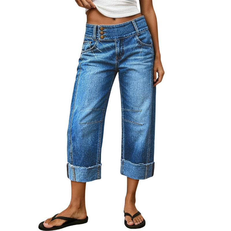 👖 50% OFF NOW! 💙 Women's High-Waisted Wide-Leg Cropped Jeans – Button front, cropped length & soft stretch denim for a flattering, vintage-inspired silhouette 🌿
