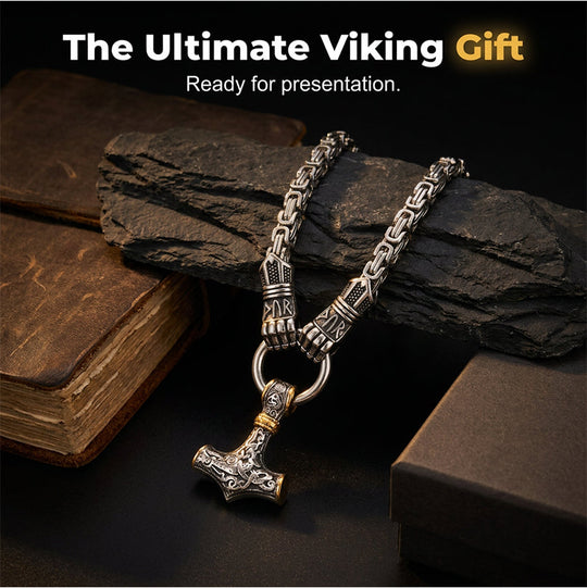 ⚡ 50% OFF NOW! 🔨 Viking Thor Hammer Pendant Necklace – Stainless steel with Byzantine chain – Bold & durable – perfect for daily wear or gifting ✨💪
