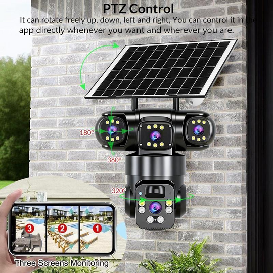 🎁2026 New Arrivals 50% OFF💥6K 9MP Outdoor Wi-Fi Security Camera | 10x Zoom, 3 Lenses, 360° PTZ | IP66 Waterproof, Color Night Vision, Two-Way Audio, Motion Tracking