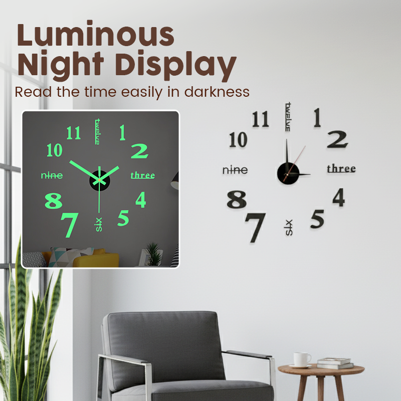 🔥2026 HOT SALE！🎆3D DIY Silent Frameless Luminous Wall Clock