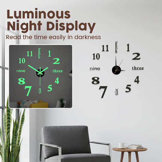 🔥2026 HOT SALE！🎆3D DIY Silent Frameless Luminous Wall Clock