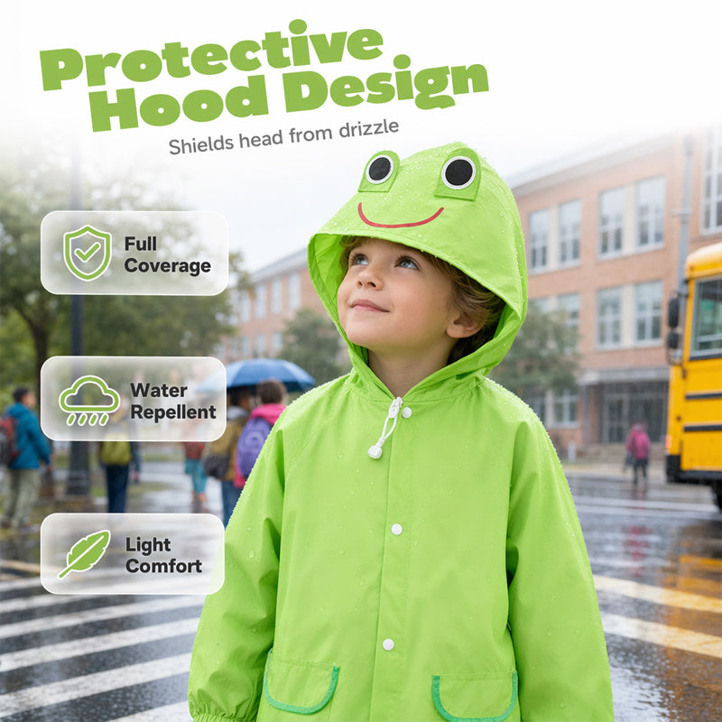 🐸 50% OFF! Kids Frog-Style Rain Poncho ☔– Waterproof, Lightweight & Backpack-Friendly