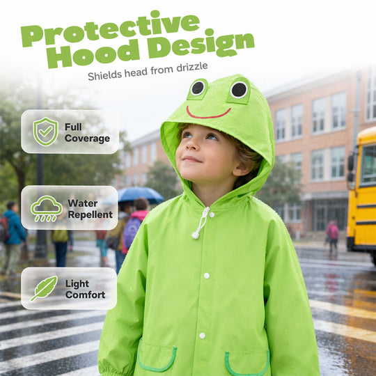🐸 50% OFF! Kids Frog-Style Rain Poncho ☔– Waterproof, Lightweight & Backpack-Friendly