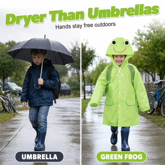 🐸 50% OFF! Kids Frog-Style Rain Poncho ☔– Waterproof, Lightweight & Backpack-Friendly