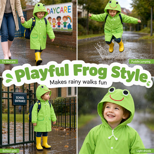 🐸 50% OFF! Kids Frog-Style Rain Poncho ☔– Waterproof, Lightweight & Backpack-Friendly