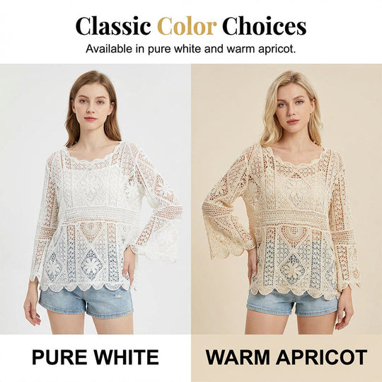 ⏰2026 SUMMER HOT SALE – 50% OFF! 🔥 👚Women's Vintage-Inspired Lace Cover-Up Blouse – Delicate Lace, Flowy Fit & Perfect for Layering or a Romantic Look ✨