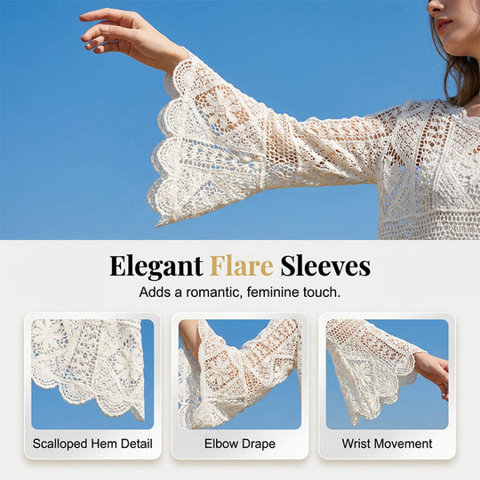 ⏰2026 SUMMER HOT SALE – 50% OFF! 🔥 👚Women's Vintage-Inspired Lace Cover-Up Blouse – Delicate Lace, Flowy Fit & Perfect for Layering or a Romantic Look ✨