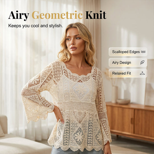 ⏰2026 SUMMER HOT SALE – 50% OFF! 🔥 👚Women's Vintage-Inspired Lace Cover-Up Blouse – Delicate Lace, Flowy Fit & Perfect for Layering or a Romantic Look ✨