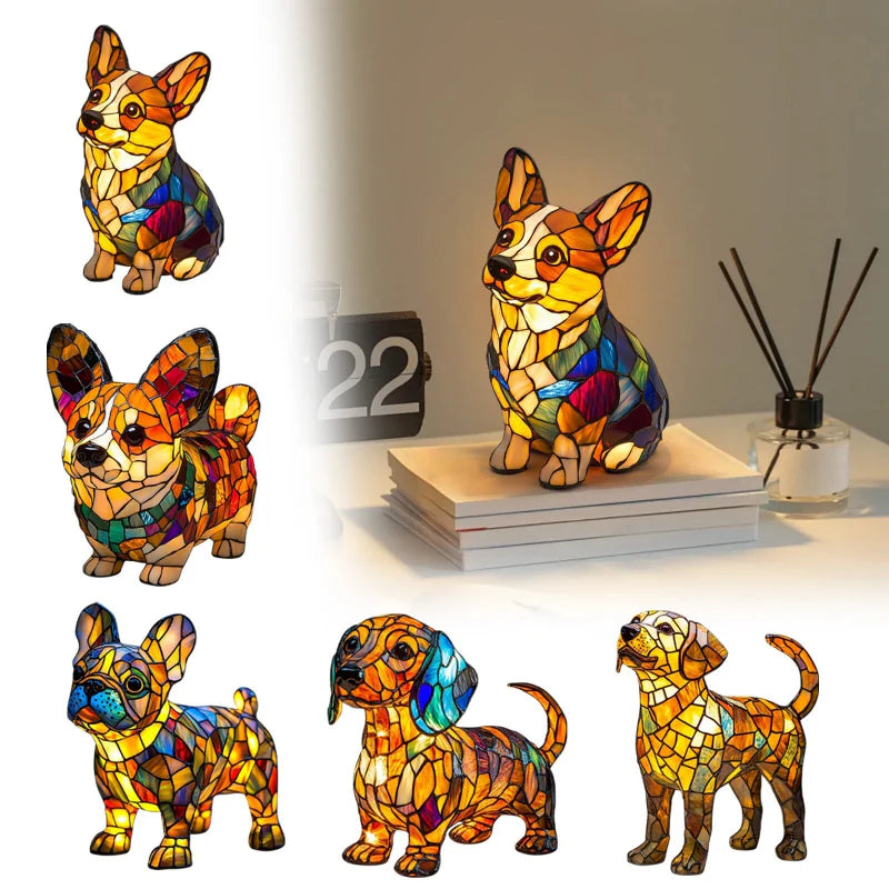 ⏳Time-Limited 50% OFF!!🐶🐱Color-block puppy and kitten sculpture LED table lamp