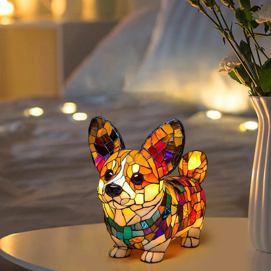 ⏳Time-Limited 50% OFF!!🐶🐱Color-block puppy and kitten sculpture LED table lamp