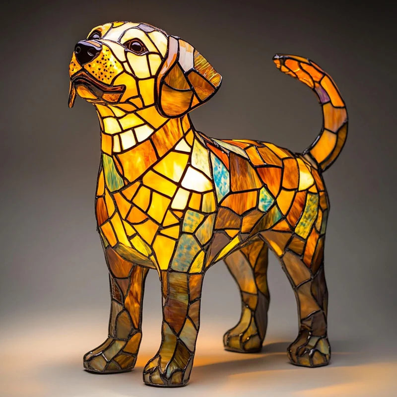 ⏳Time-Limited 50% OFF!!🐶🐱Color-block puppy and kitten sculpture LED table lamp