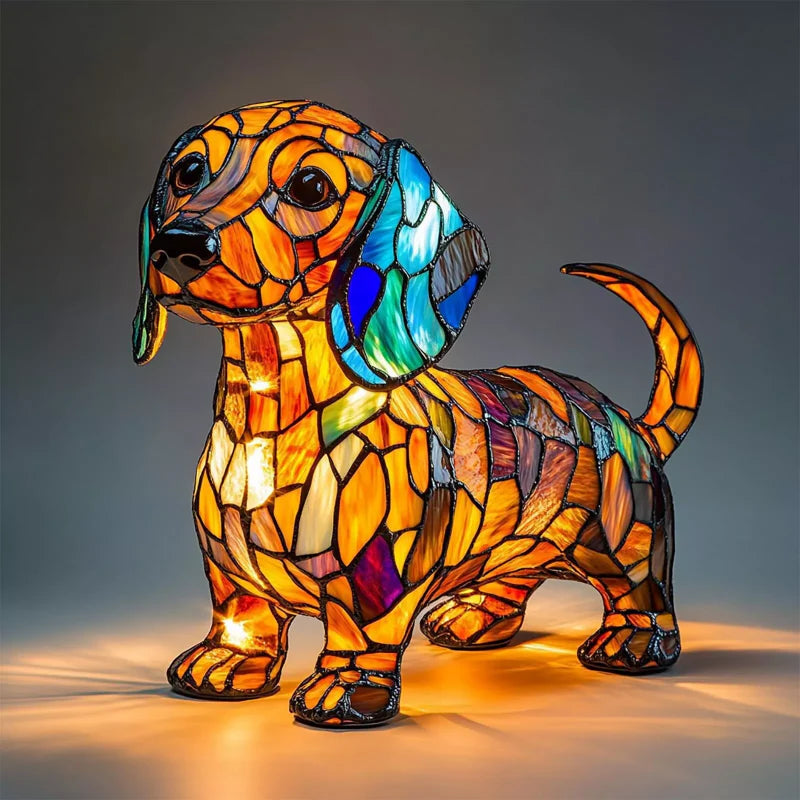 ⏳Time-Limited 50% OFF!!🐶🐱Color-block puppy and kitten sculpture LED table lamp