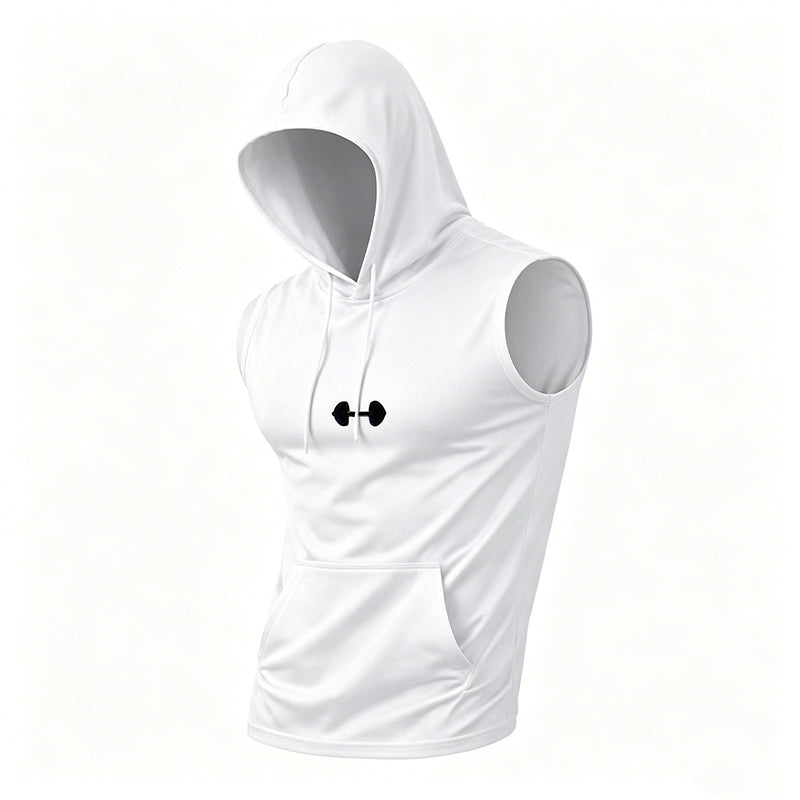 🏋️ Men's Athletic Sleeveless Hoodie Vest | Breathable, Muscle-Cut & Perfect for Gym, Running & Outdoor Training