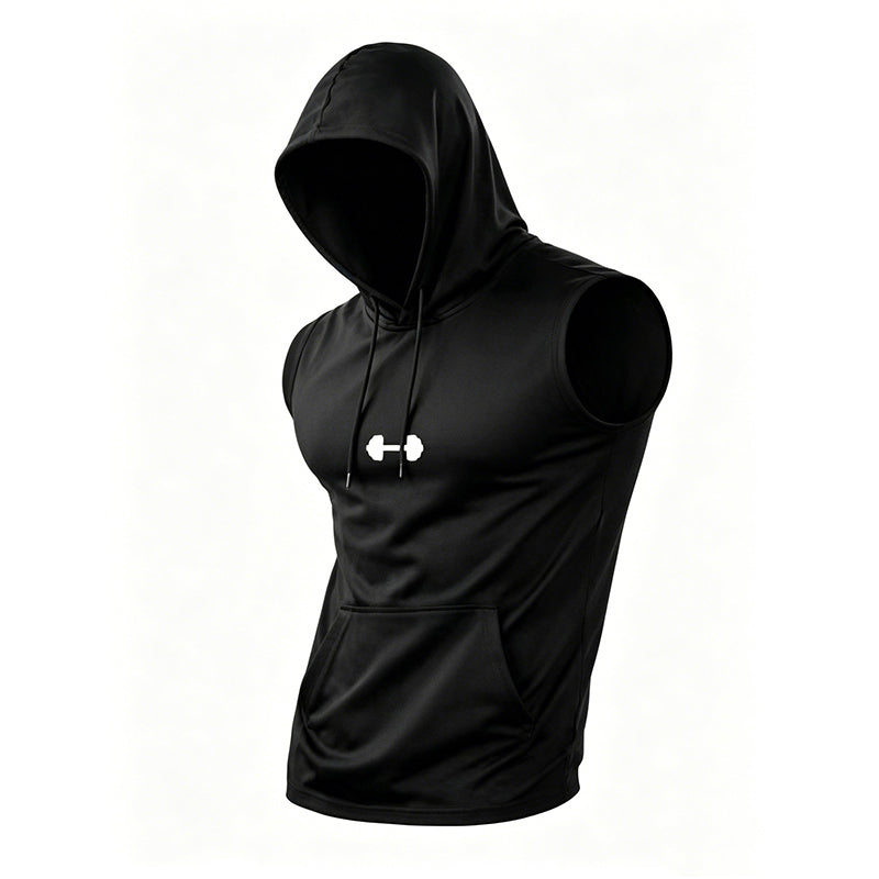 🏋️ Men's Athletic Sleeveless Hoodie Vest | Breathable, Muscle-Cut & Perfect for Gym, Running & Outdoor Training