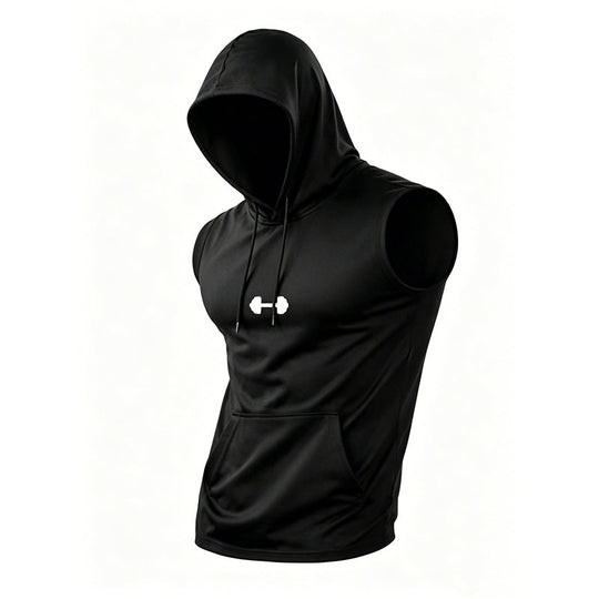 🏋️ Men's Athletic Sleeveless Hoodie Vest | Breathable, Muscle-Cut & Perfect for Gym, Running & Outdoor Training