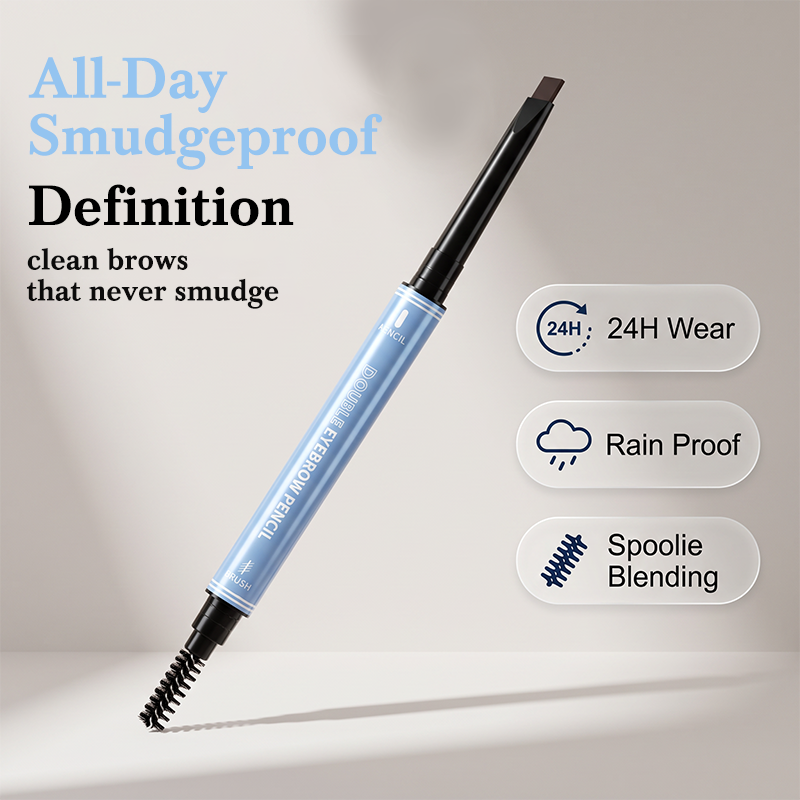 🔥Buy 1 Get 1 Free!!🔥 	 💥Amazing discount！👱‍♀️One-stroke design, reveal your natural beauty！Double-Ended Waterproof Angled Eyebrow Pencil