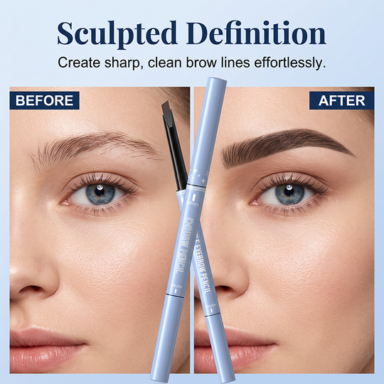 🔥Buy 1 Get 1 Free!!🔥 	 💥Amazing discount！👱‍♀️One-stroke design, reveal your natural beauty！Double-Ended Waterproof Angled Eyebrow Pencil