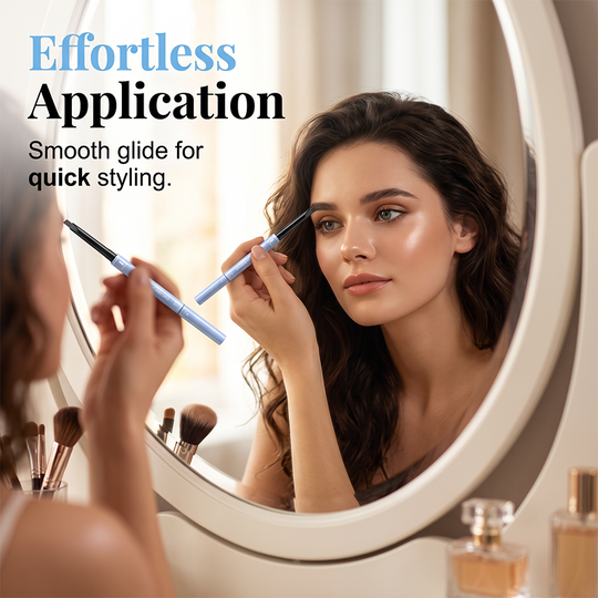 🔥Buy 1 Get 1 Free!!🔥 	 💥Amazing discount！👱‍♀️One-stroke design, reveal your natural beauty！Double-Ended Waterproof Angled Eyebrow Pencil