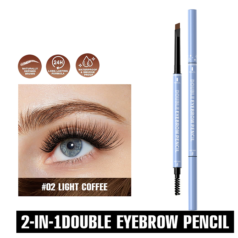 🔥Buy 1 Get 1 Free!!🔥 	 💥Amazing discount！👱‍♀️One-stroke design, reveal your natural beauty！Double-Ended Waterproof Angled Eyebrow Pencil