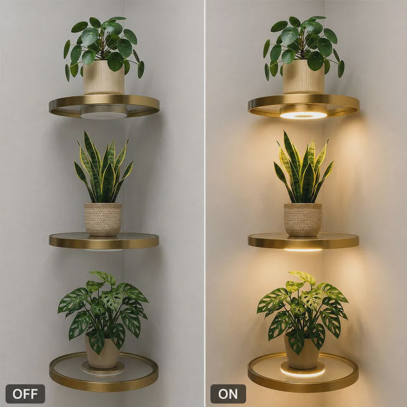 🎉 2026 Sale — Over 27,000 Sold!  Floating Wall Shelf with Built-in Ambient LED Light – Modern Plant Display 💛