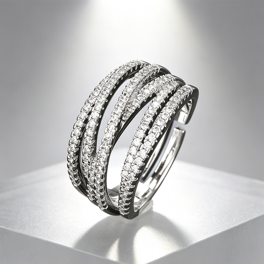 💫 Adjustable Multi-Band Crossover Ring – Fashion Jewelry ✨