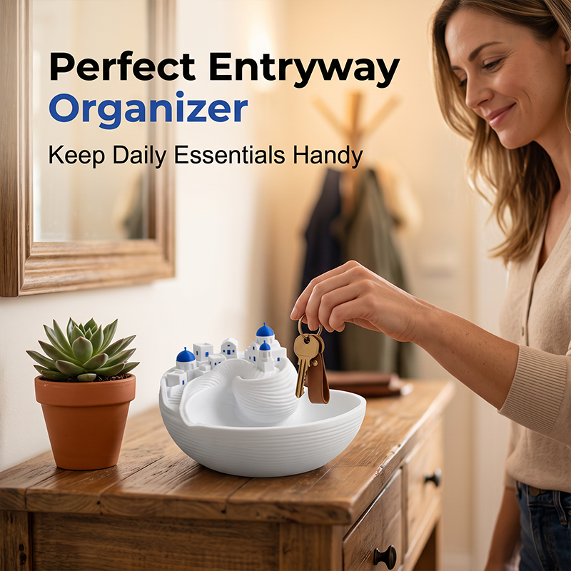 🎁Limited-Time 50% Off🌊Blue and White Greek Marine-Themed Ceramic Key Tray – Home Decor