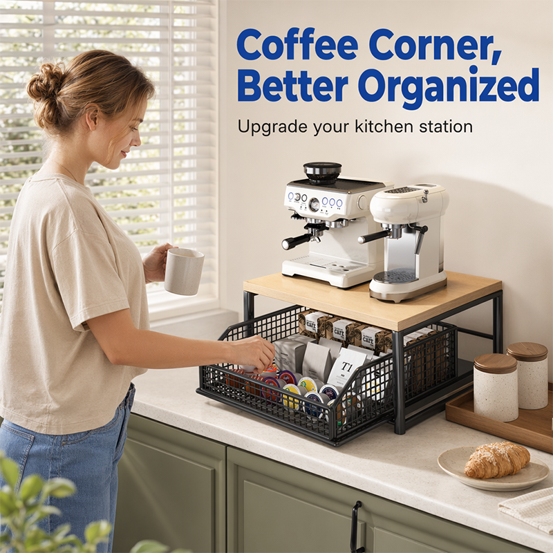 💥 50% OFF NOW! 🍳 2-Tier Microwave Stand with Slide-Out Drawer – Heavy-Duty, Space-Saving & Sturdy – Perfect for Kitchen, Office & Dorm Worktops 🏠✨
