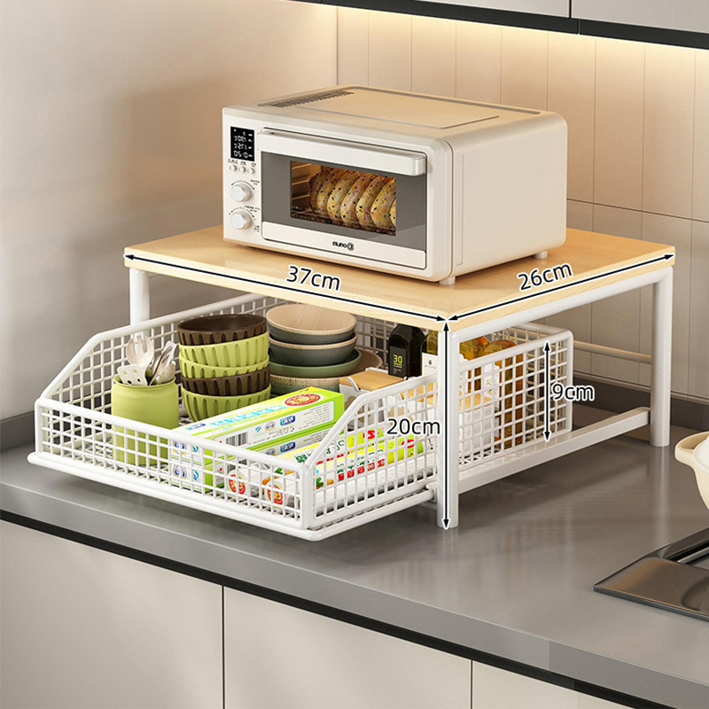 💥 50% OFF NOW! 🍳 2-Tier Microwave Stand with Slide-Out Drawer – Heavy-Duty, Space-Saving & Sturdy – Perfect for Kitchen, Office & Dorm Worktops 🏠✨