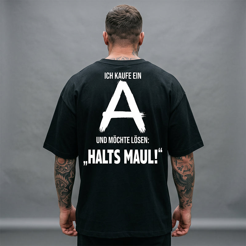 👕50% OFF NOW! Men Urban Streetwear Graphic T-Shirt – Oversized Loose Fit, German Letter Back Print, Breathable Casual Short Sleeve Tee For Daily & Street Style