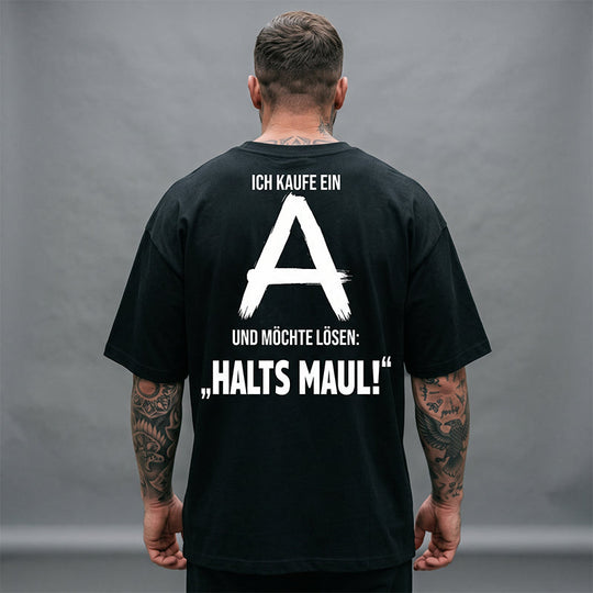 👕50% OFF NOW! Men Urban Streetwear Graphic T-Shirt – Oversized Loose Fit, German Letter Back Print, Breathable Casual Short Sleeve Tee For Daily & Street Style