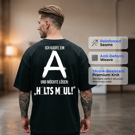 👕50% OFF NOW! Men Urban Streetwear Graphic T-Shirt – Oversized Loose Fit, German Letter Back Print, Breathable Casual Short Sleeve Tee For Daily & Street Style
