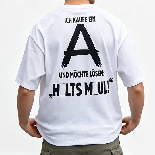 👕50% OFF NOW! Men Urban Streetwear Graphic T-Shirt – Oversized Loose Fit, German Letter Back Print, Breathable Casual Short Sleeve Tee For Daily & Street Style