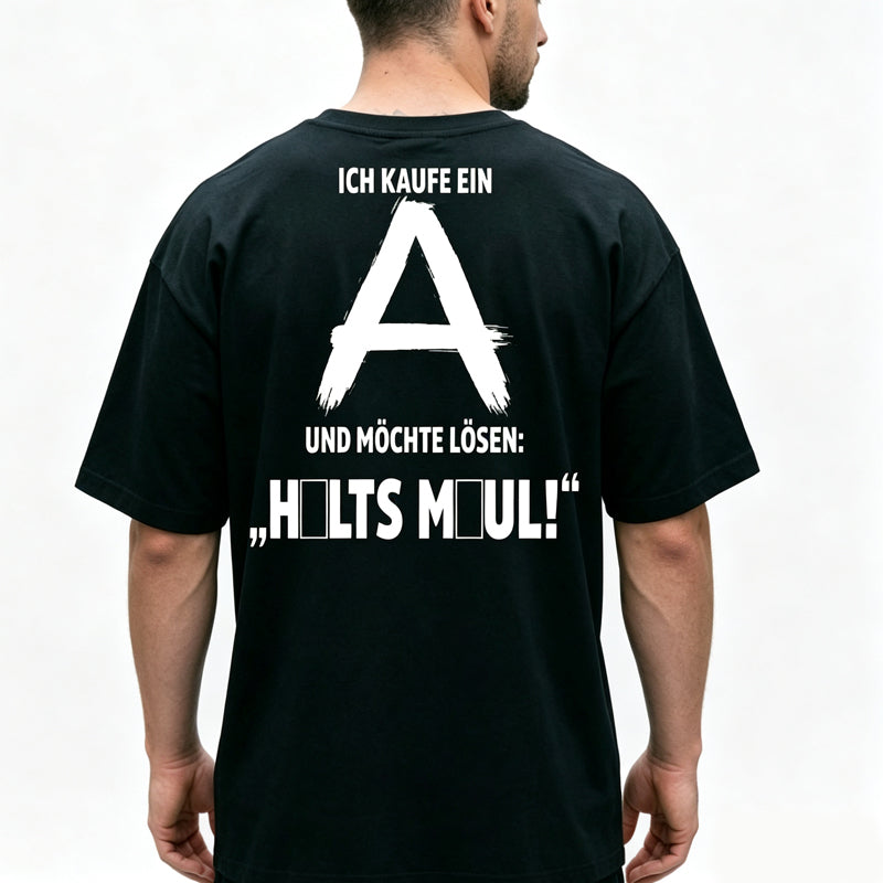 👕50% OFF NOW! Men Urban Streetwear Graphic T-Shirt – Oversized Loose Fit, German Letter Back Print, Breathable Casual Short Sleeve Tee For Daily & Street Style